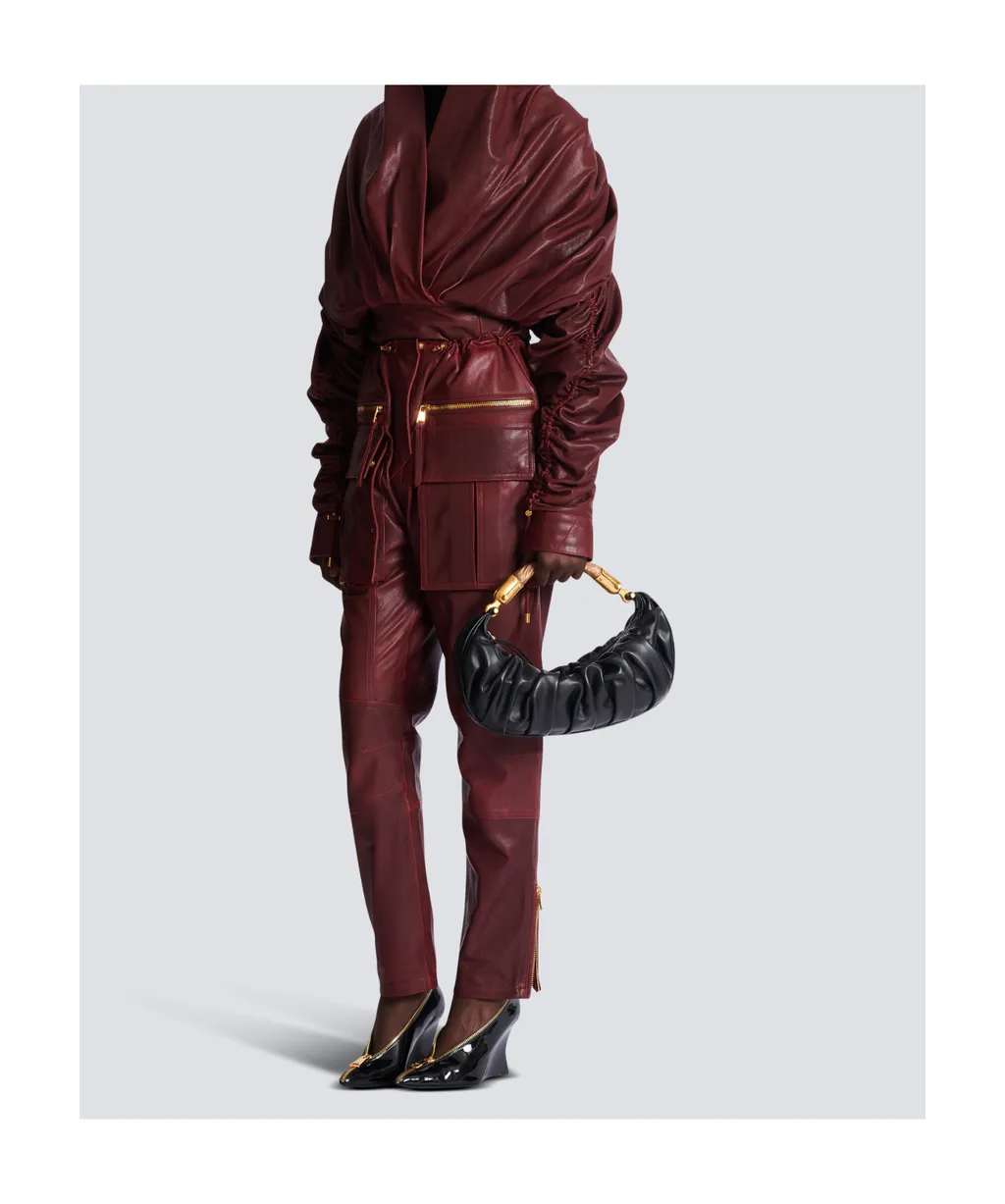 Medium Ebene Ruched Shoulder Bag
