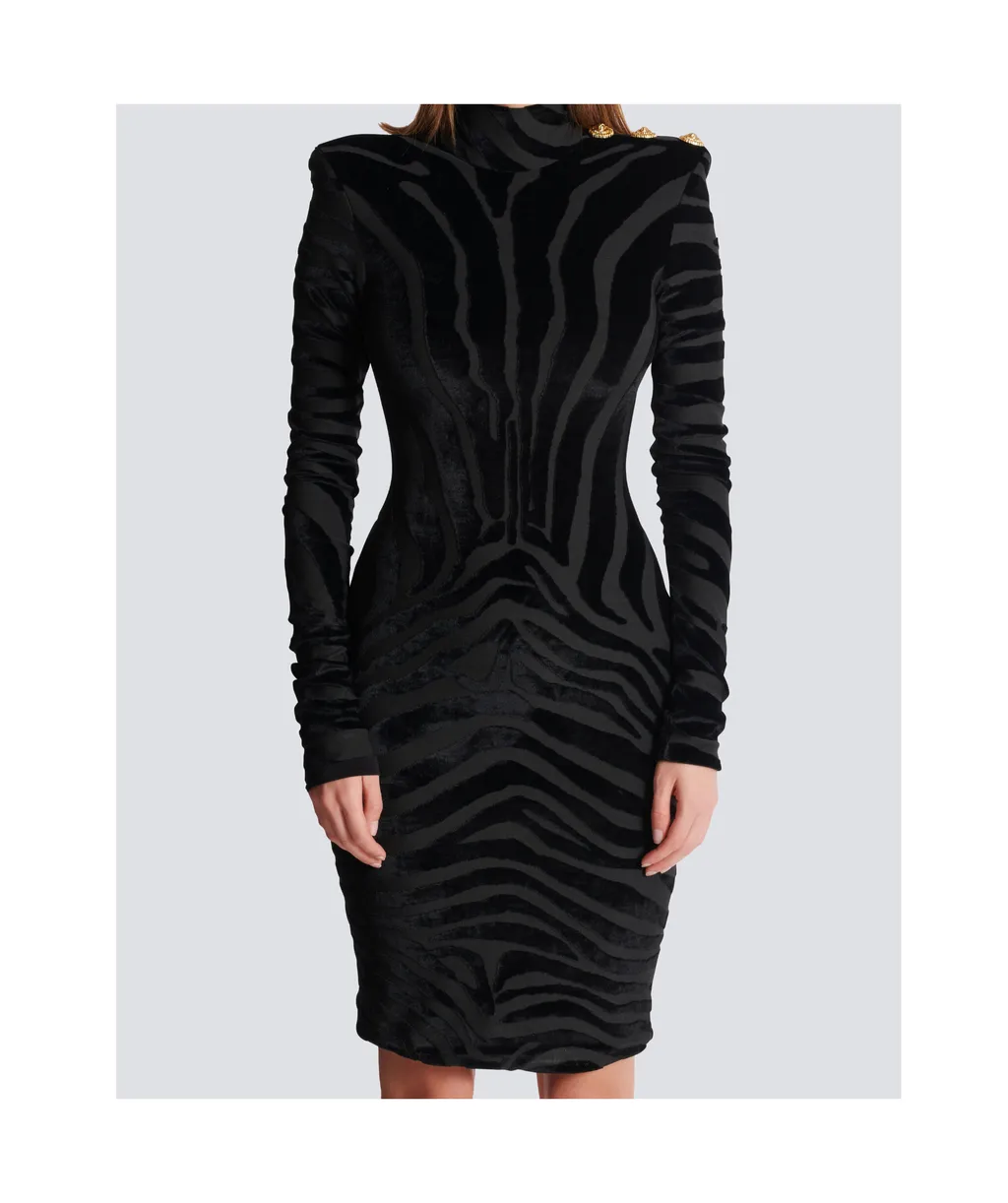 Short Zebra-Print Velvet Dress