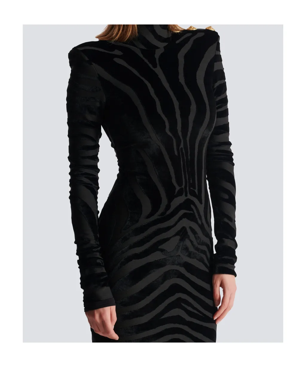 Short Zebra-Print Velvet Dress