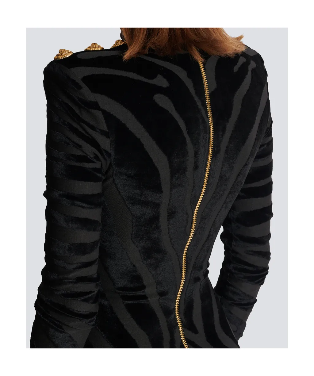 Short Zebra-Print Velvet Dress