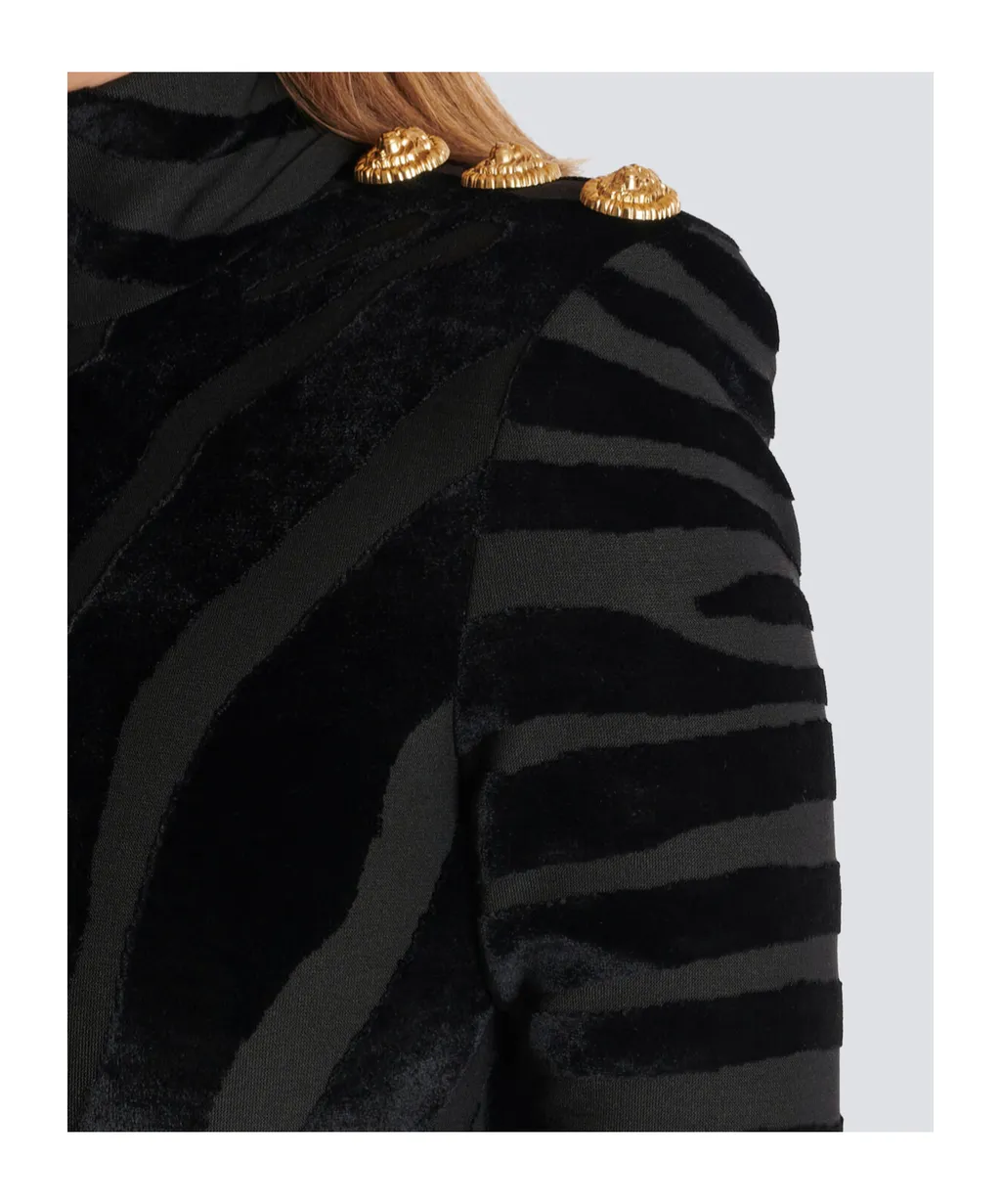 Short Zebra-Print Velvet Dress