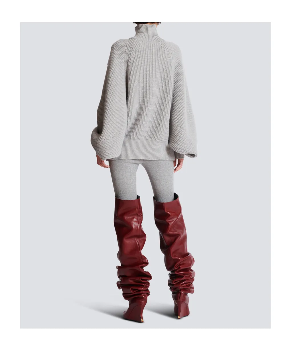 High-Neck Ribbed Knit Jumper