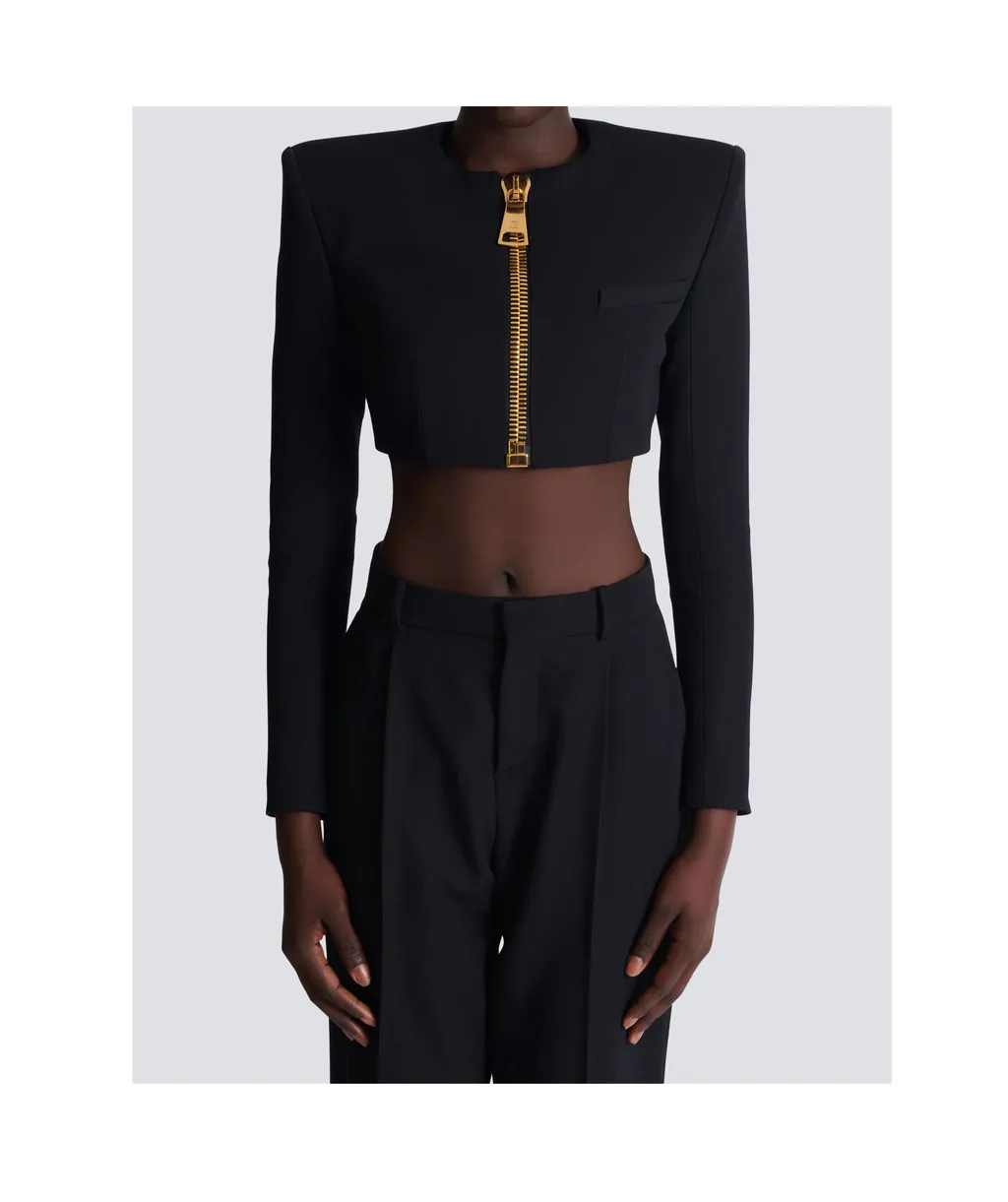 Zip-Up Padded Cropped Jacket