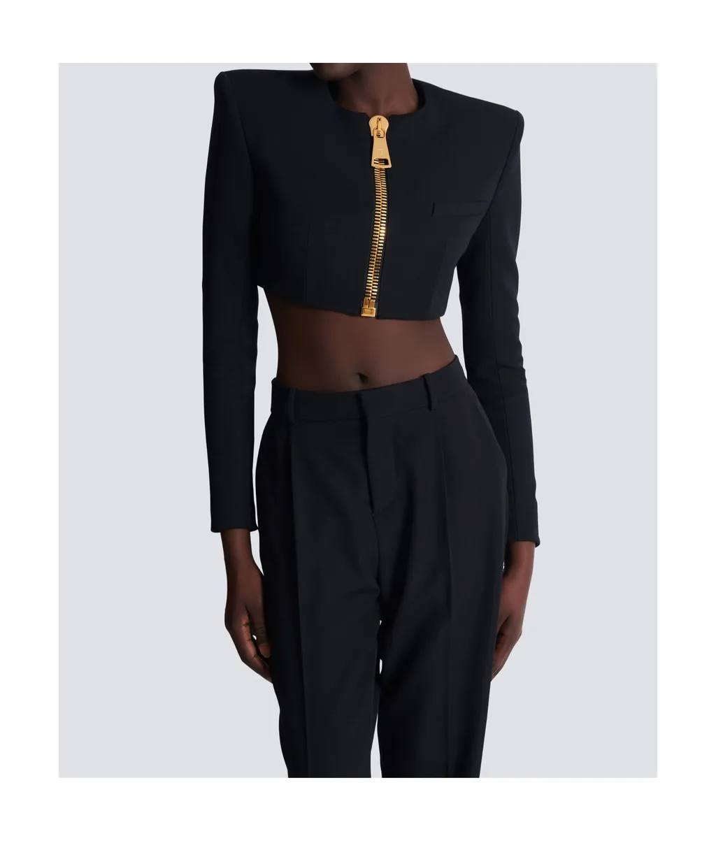 Zip-Up Padded Cropped Jacket
