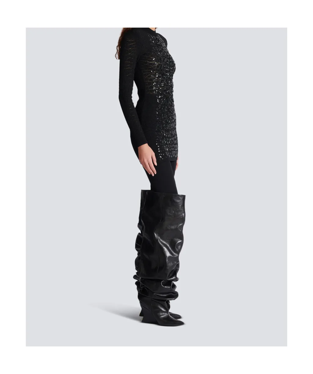 Short Sequin Dress In Crocodile Knit