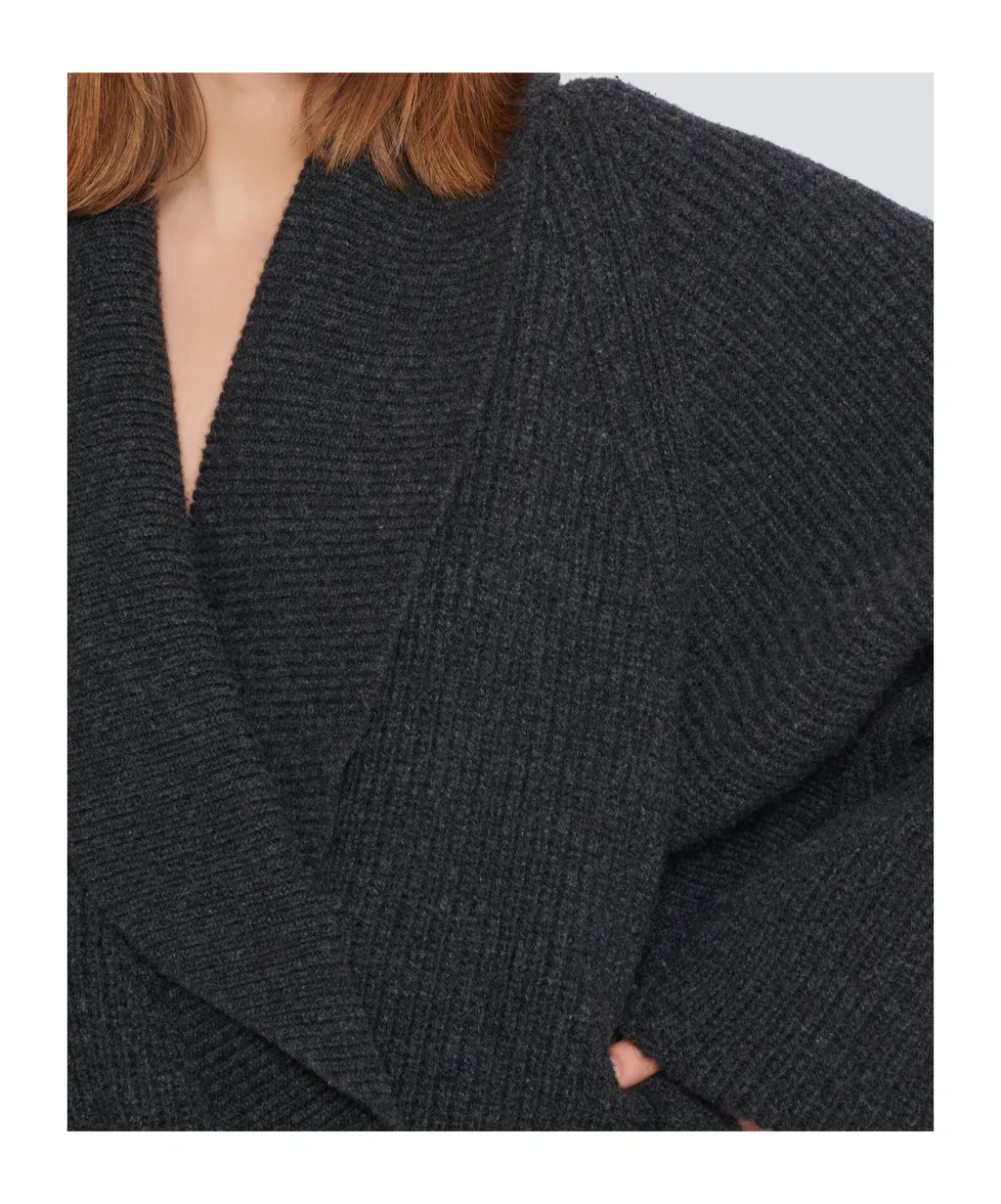 Batwing Open-Neck Ribbed Knit Sweater