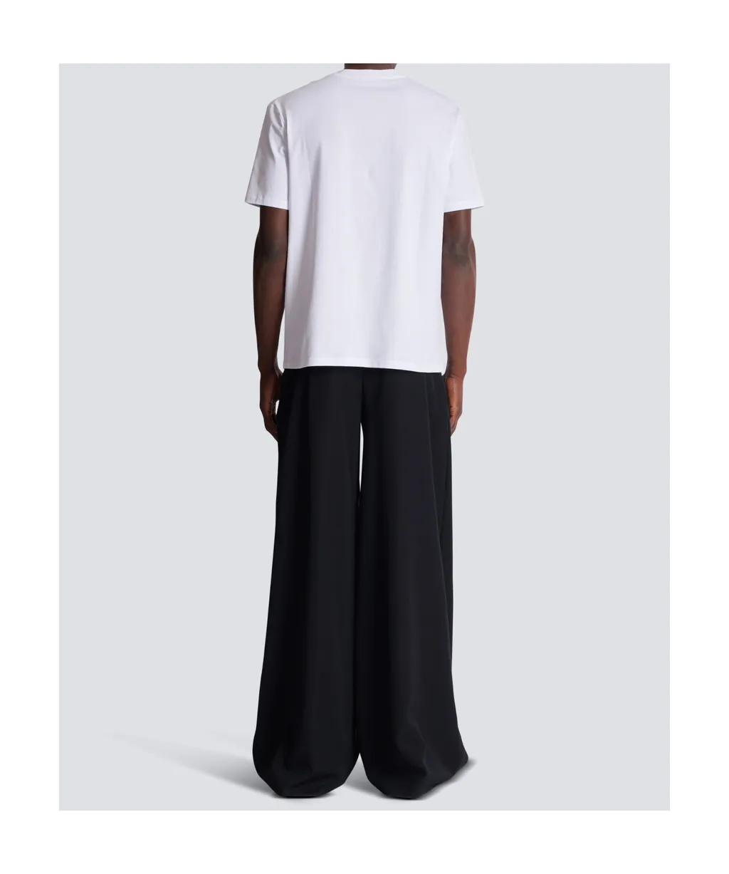 Short-Sleeved T-Shirt With Flocked Balmain College Print