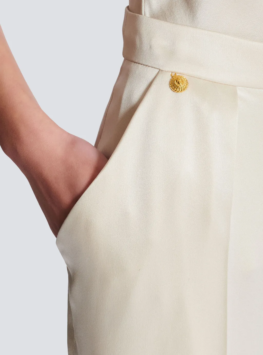 High-Waisted Silk Trousers