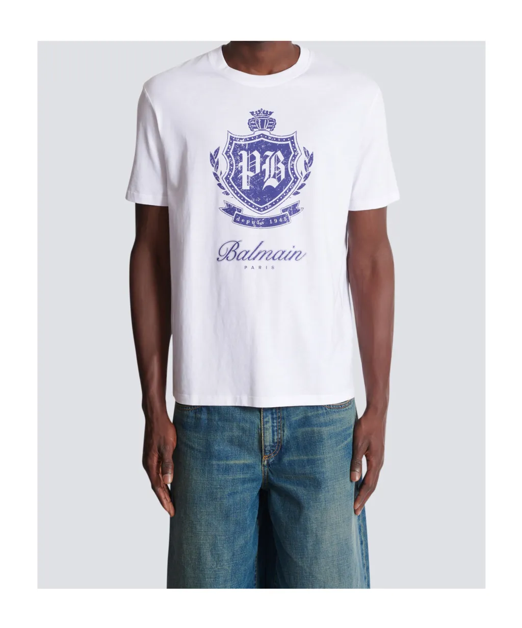 College Emblem Print Short-Sleeved T-Shirt