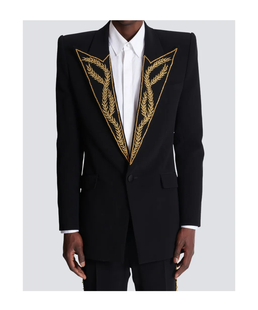 1-Button Jacket With Embroidered Collar