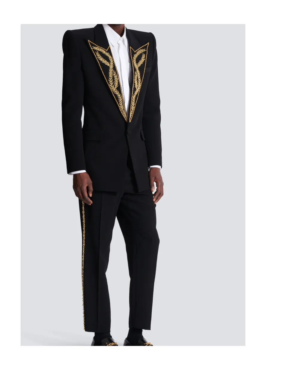 1-Button Jacket With Embroidered Collar