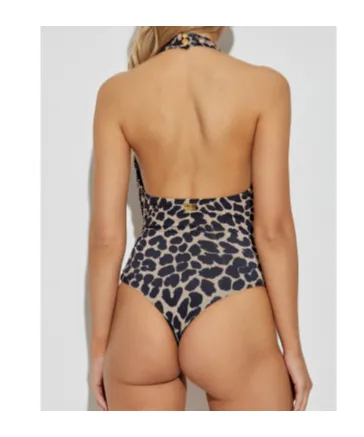Halter-Neck Leopard-Print Swimsuit