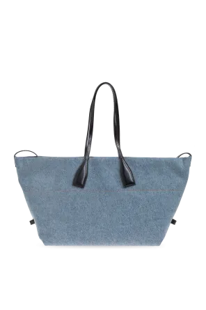 Large Logo-Print Denim Tote Bag