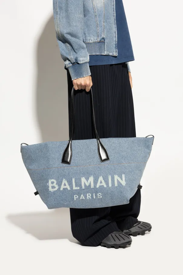 Large Logo-Print Denim Tote Bag
