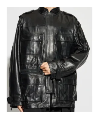 Multiple-Pocket Leather Jacket