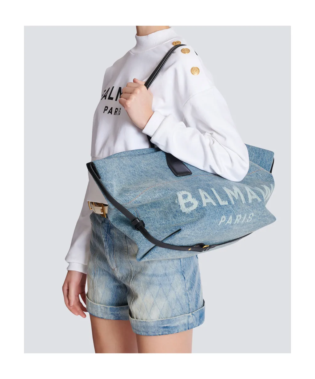 Track Denim Tote Bag