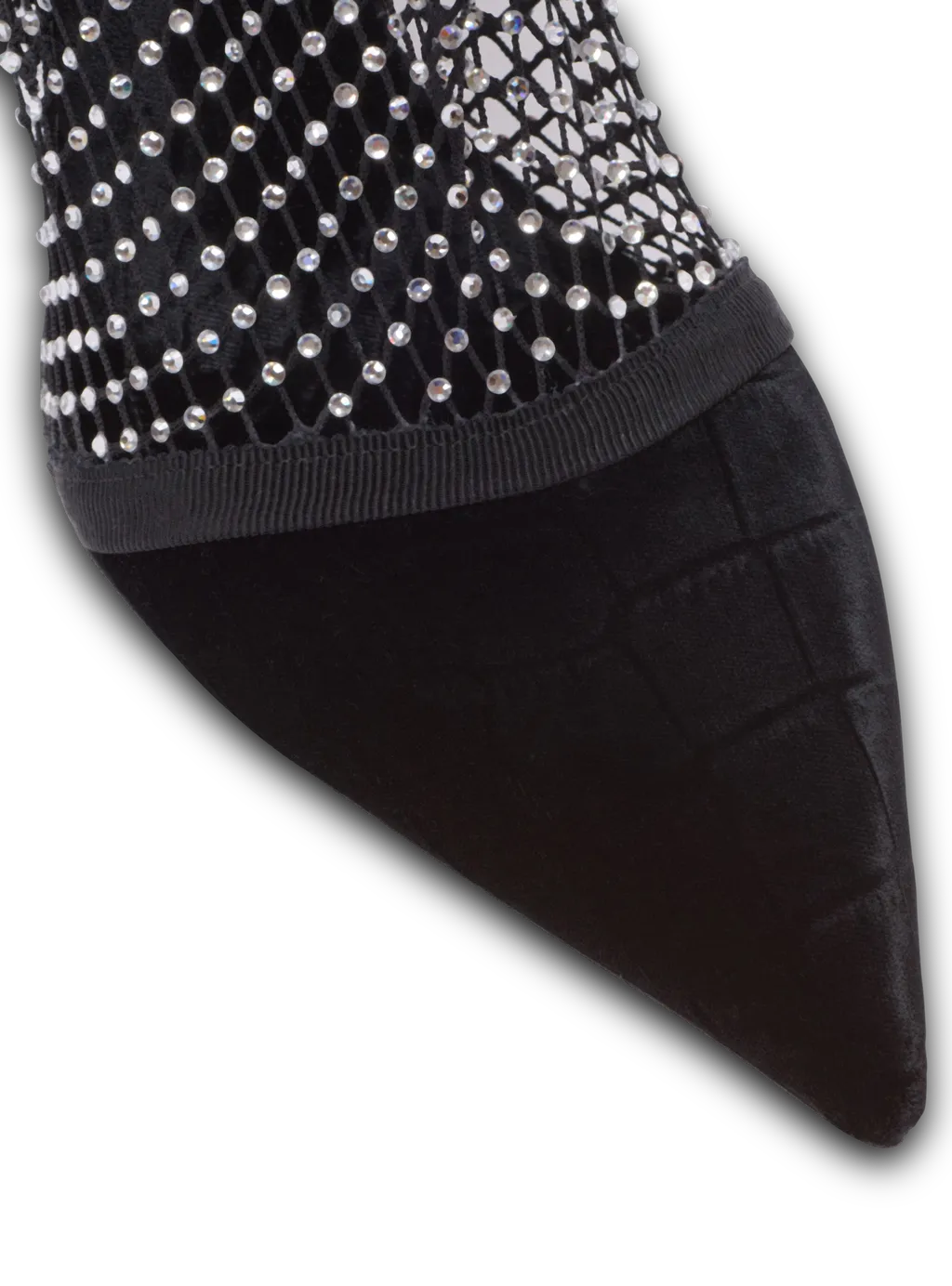 Mesh Heeled Ankle Boots With Velvet And Rhinestones