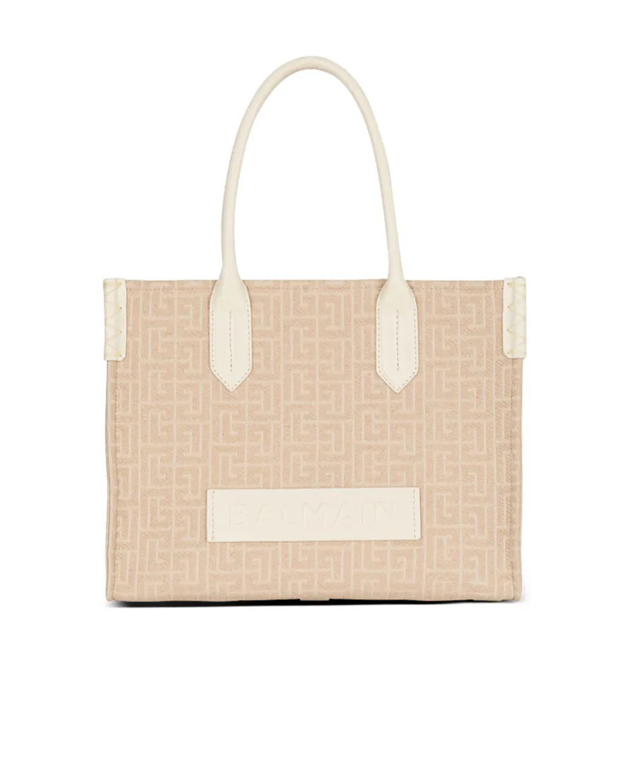 B-Army 36 Monogrammed Canvas Jacquard And Leather Tote Bag