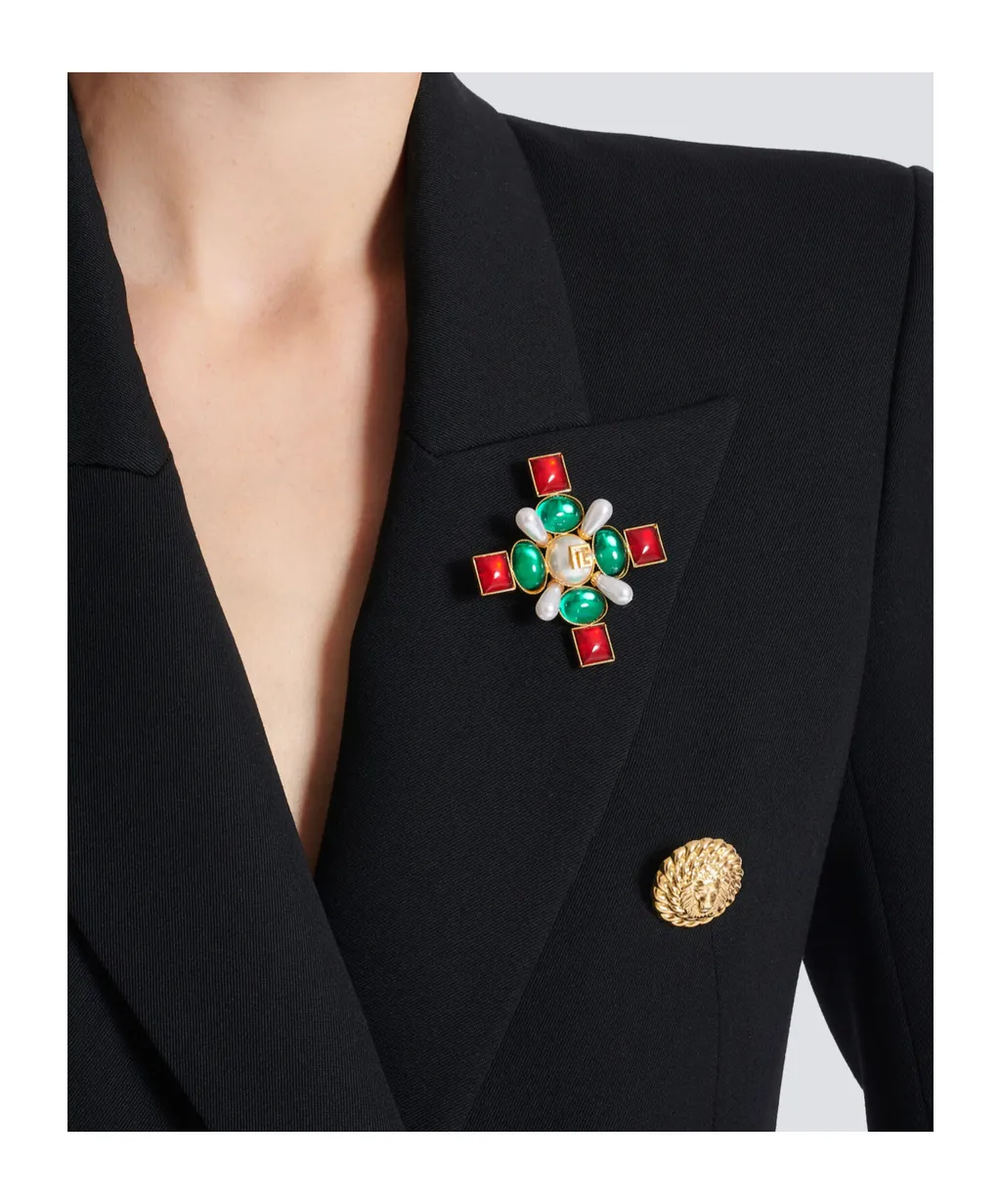 Baroque Bead And Crystal Brooch