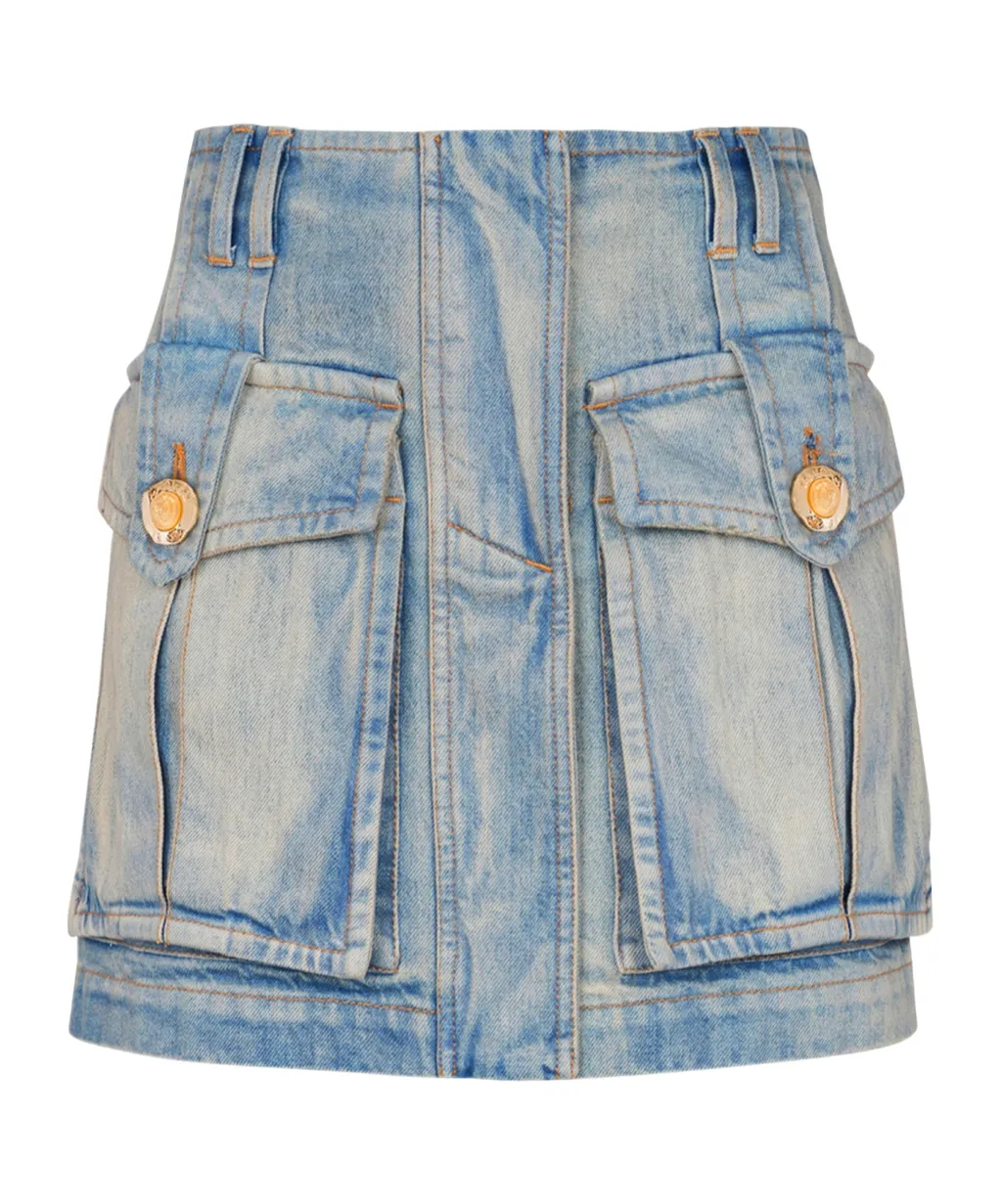 Denim Skirt With Pockets