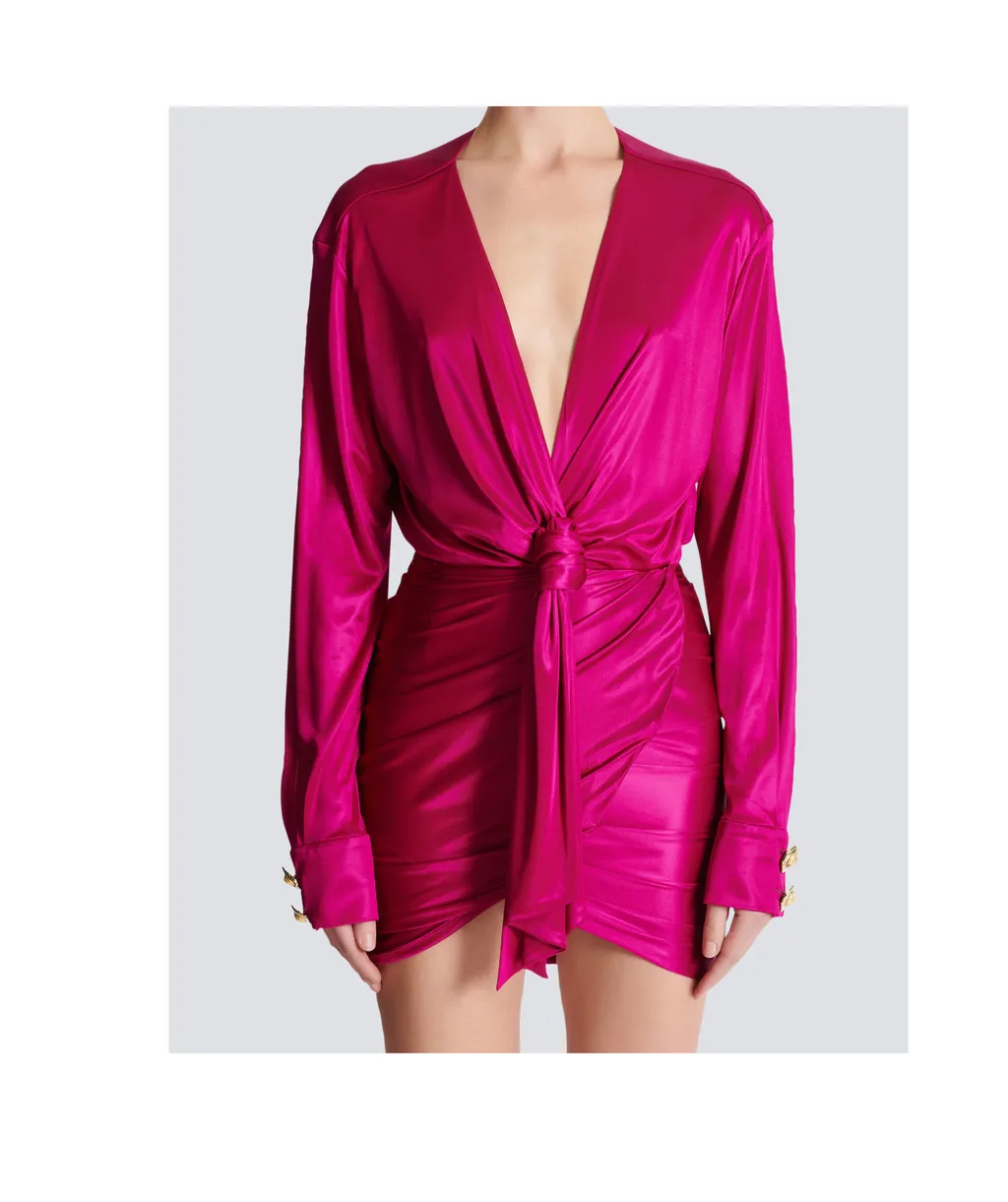 Short Draped Interlock Jersey Dress