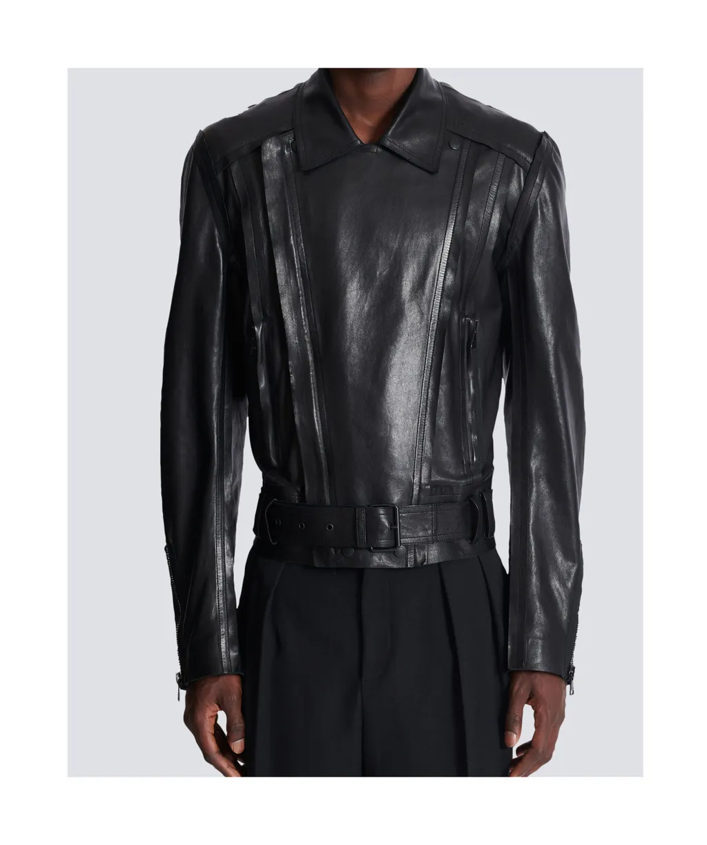 Lightweight Lambskin Leather Biker Jacket