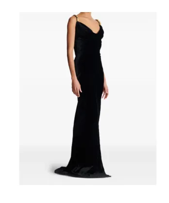 Embellished Velvet Slit Dress