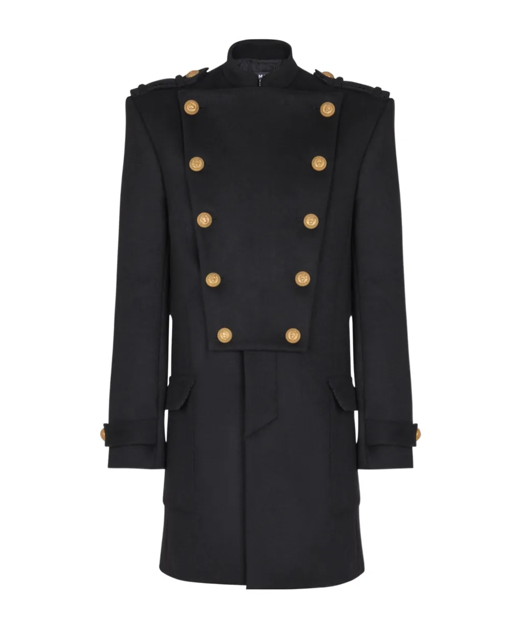 Wool And Cashmere Coat With Detachable Bib Front