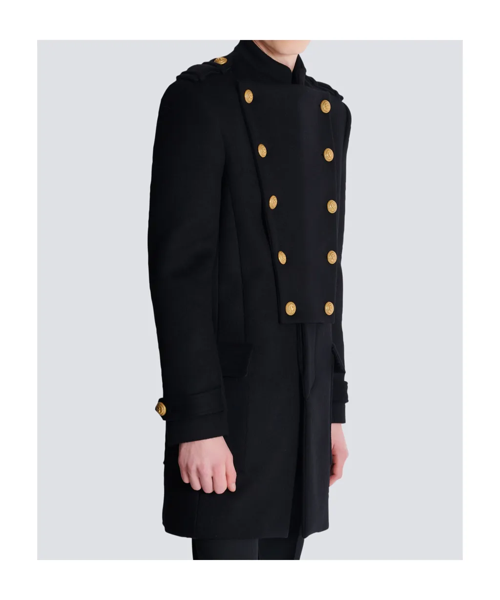 Wool And Cashmere Coat With Detachable Bib Front