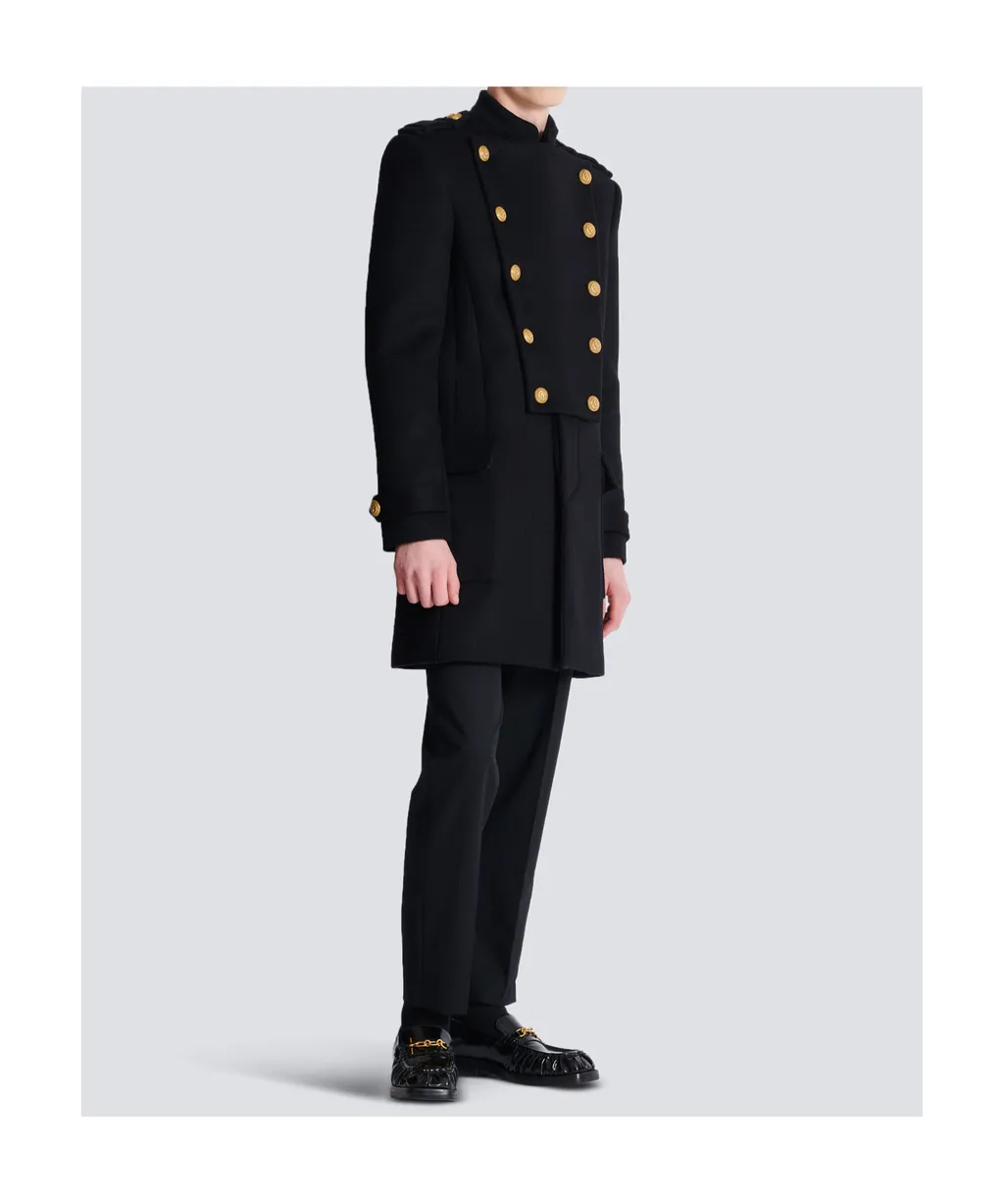 Wool And Cashmere Coat With Detachable Bib Front