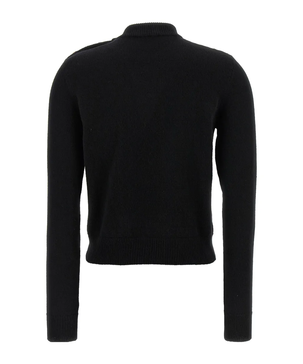 Crew-Neck Button-Embellished Sweater