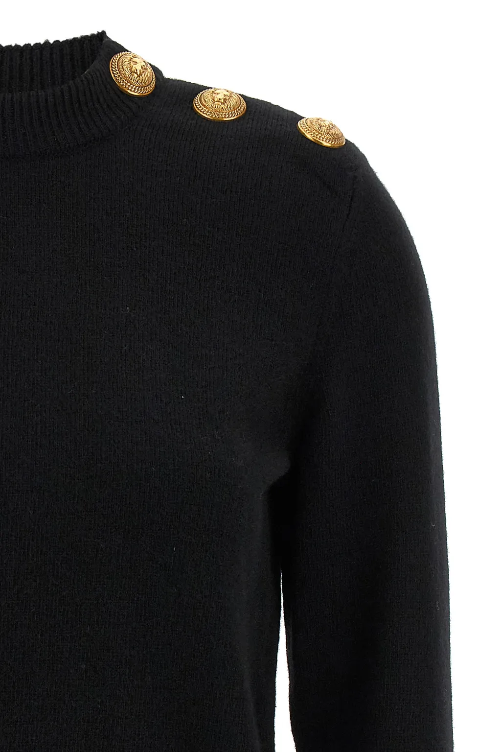 Crew-Neck Button-Embellished Sweater