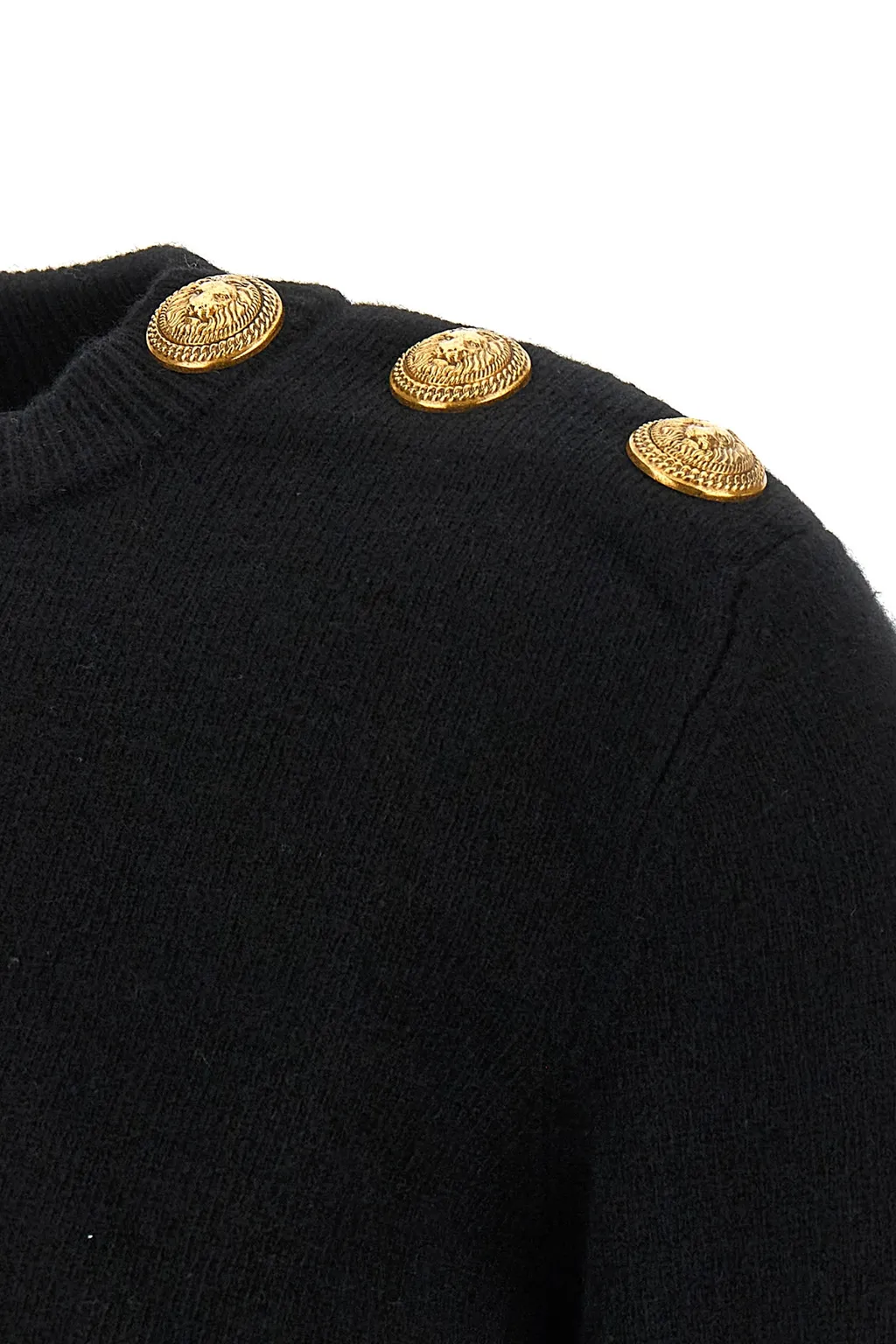Crew-Neck Button-Embellished Sweater