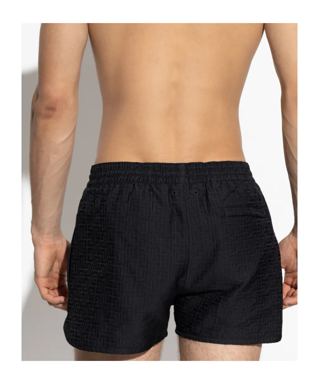 Geometric-Pattern Swim Shorts