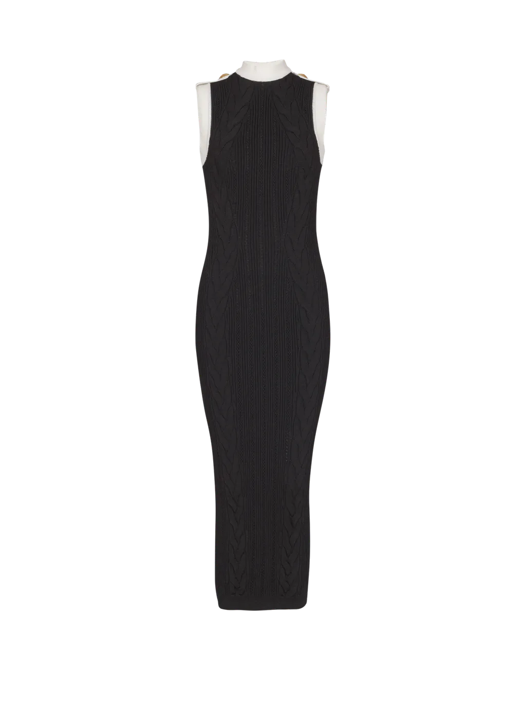 Long Two-Tone Cable-Knit Dress