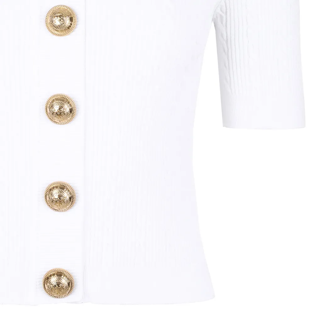 Ribbed Buttoned Top