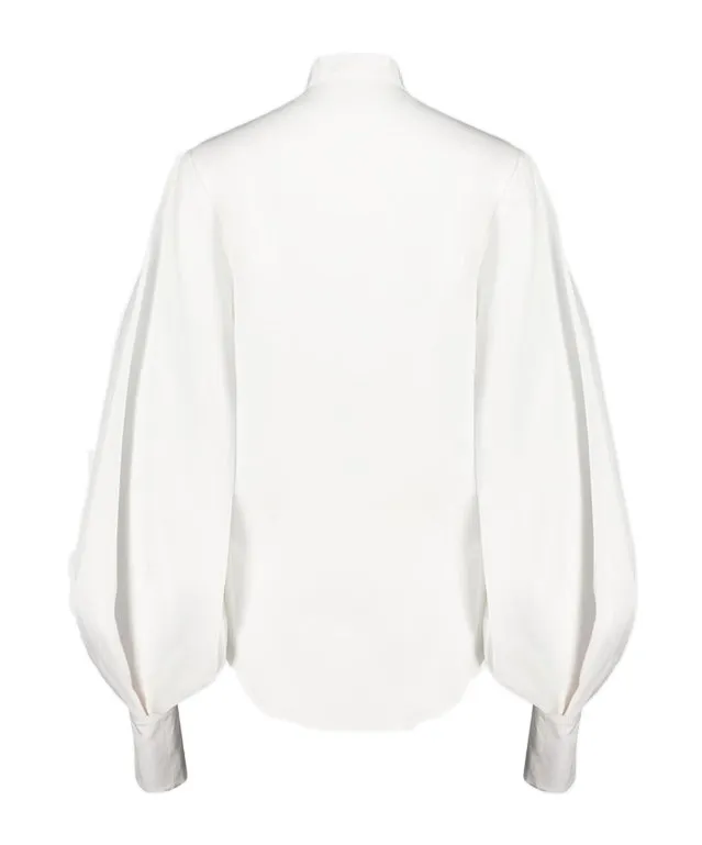 Button-Up Puff Sleeved Poplin Shirt