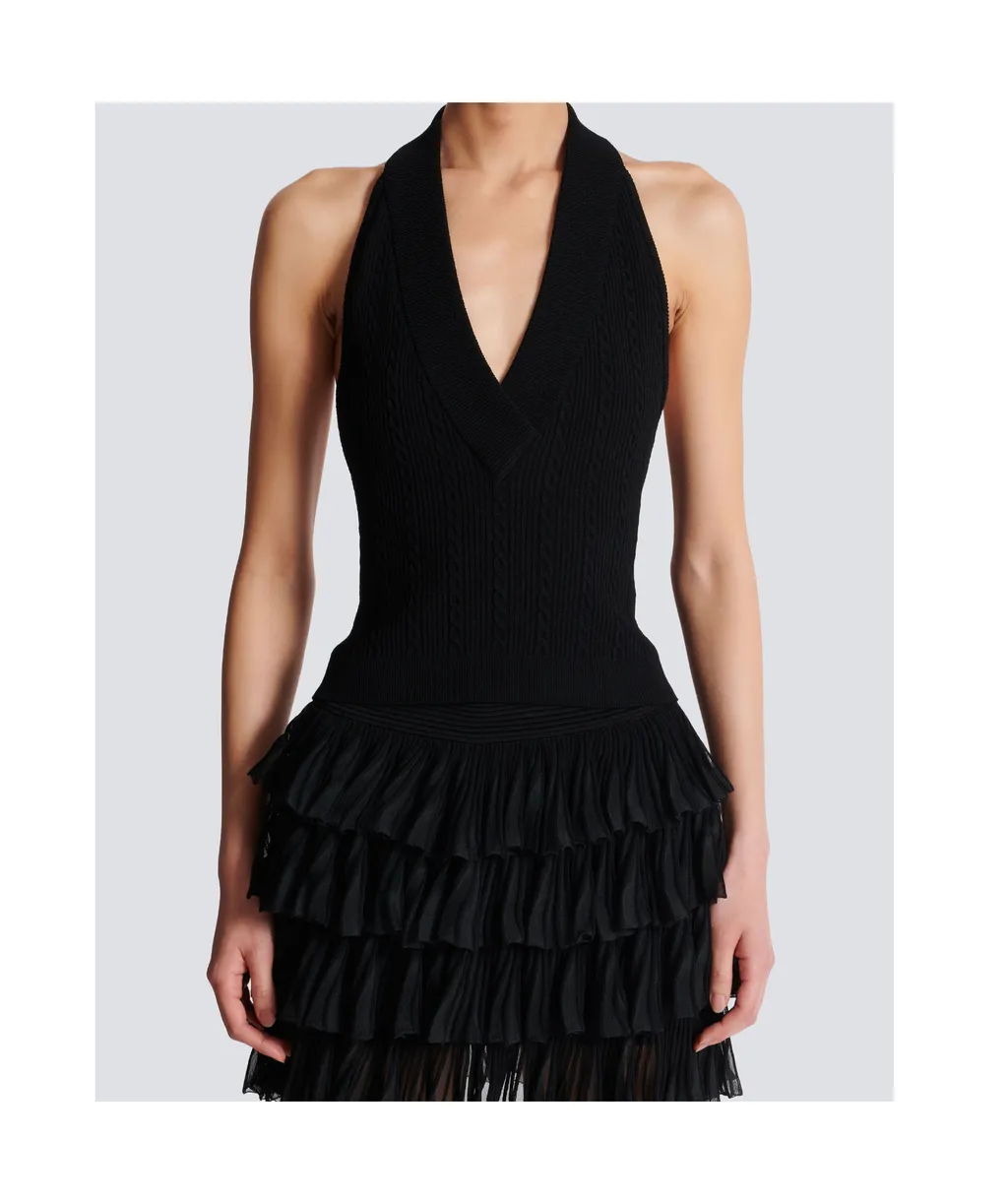 Cable-Knit Openback Top