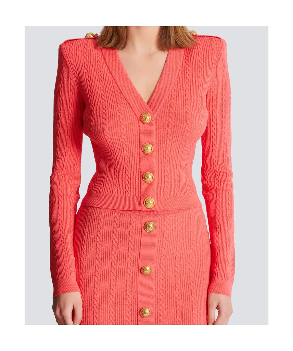 V-Neck Long Sleeved Knitted Cardigan
