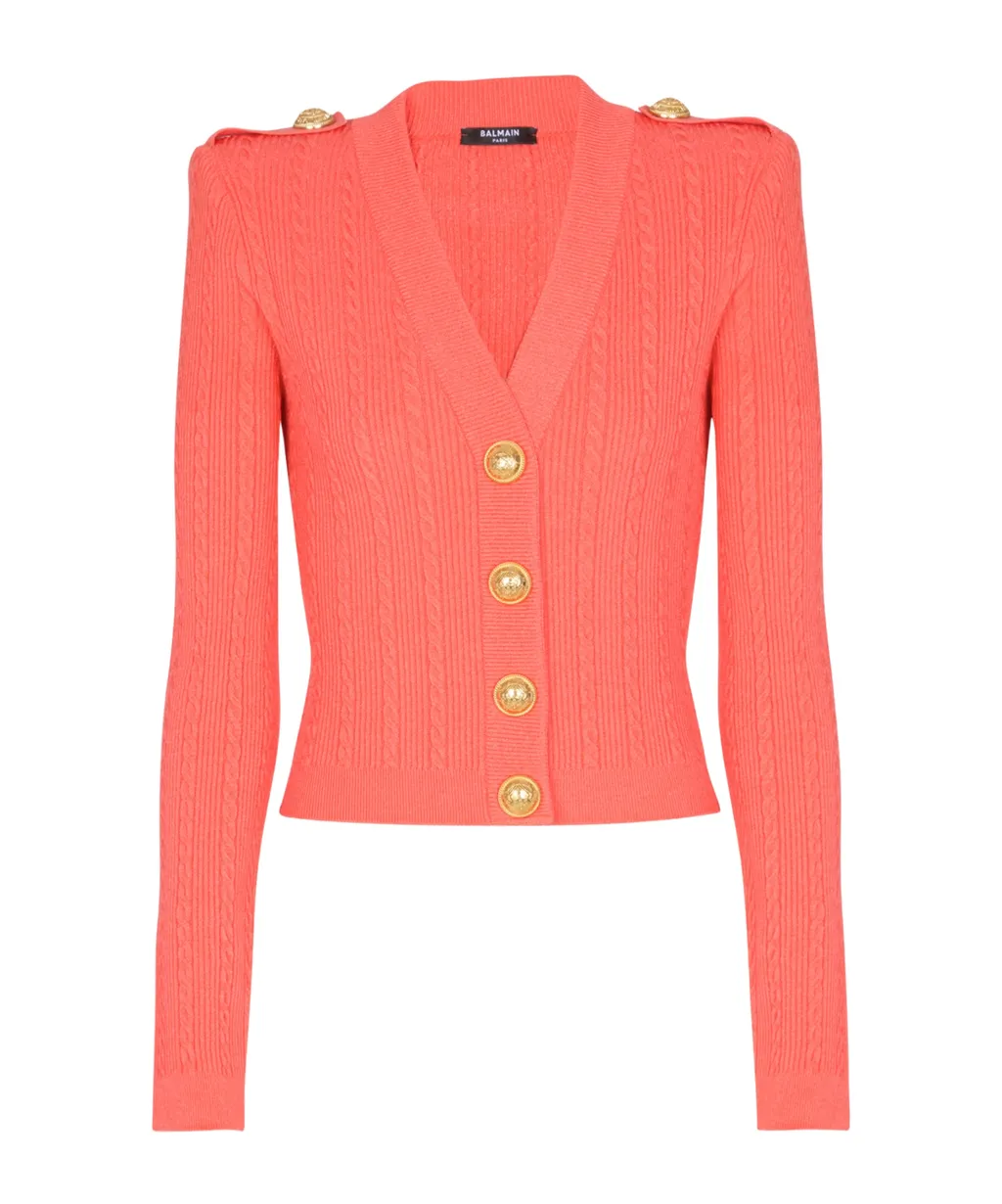 V-Neck Long Sleeved Knitted Cardigan
