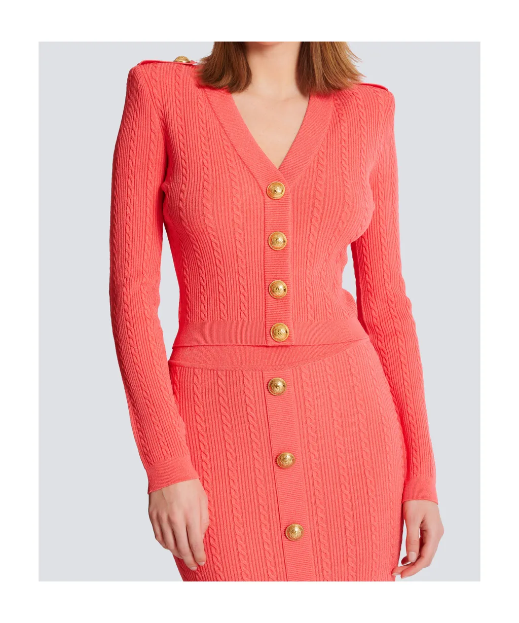 V-Neck Long Sleeved Knitted Cardigan
