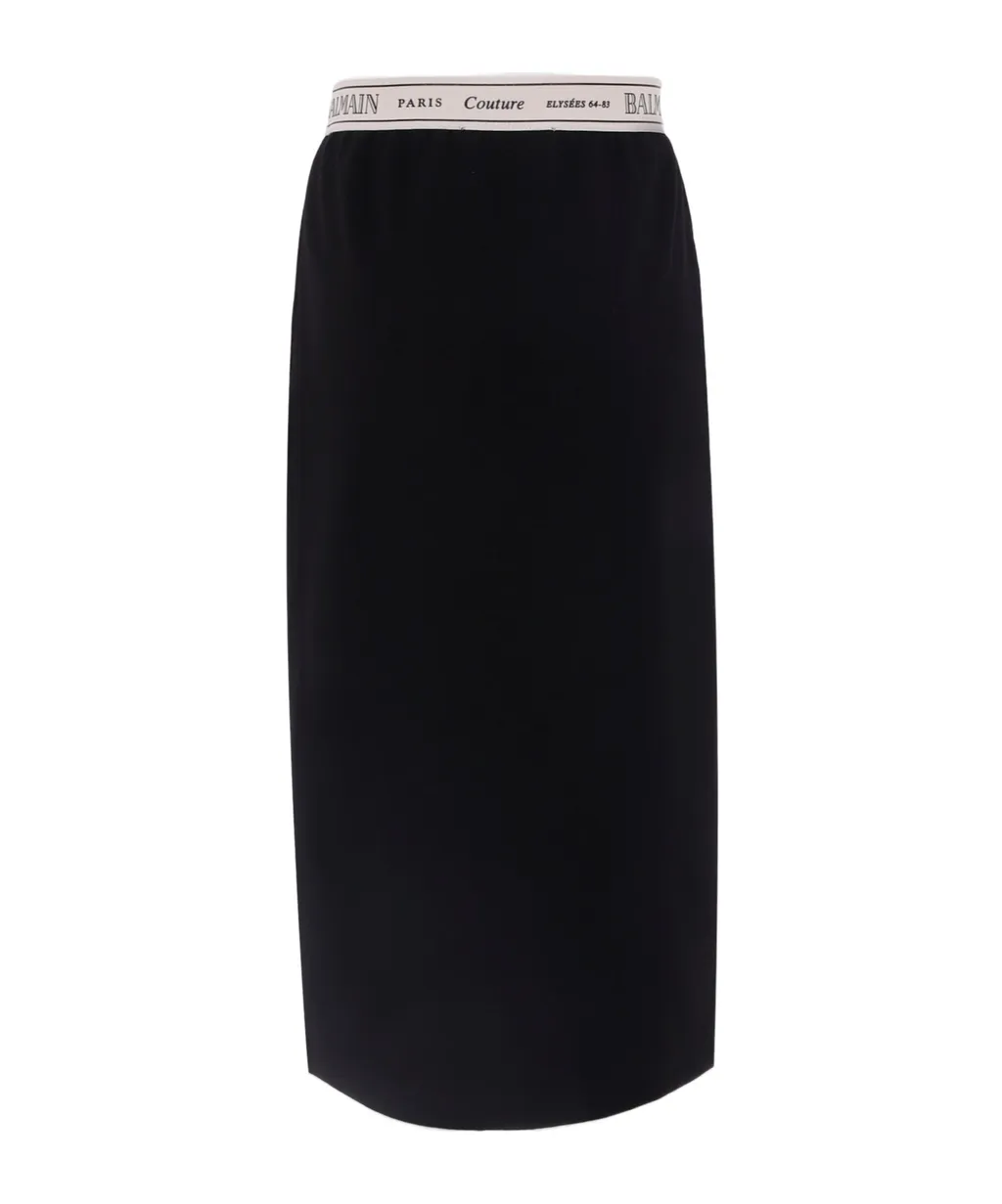 Logo Waistband Side-Slit Skirt
