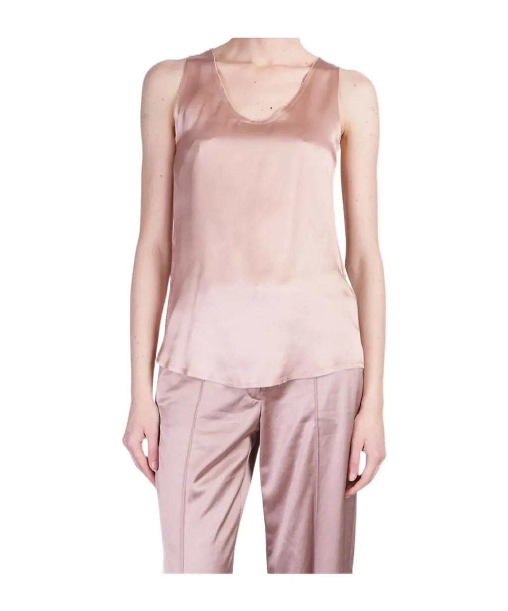 Sleeveless Satin Tank Top