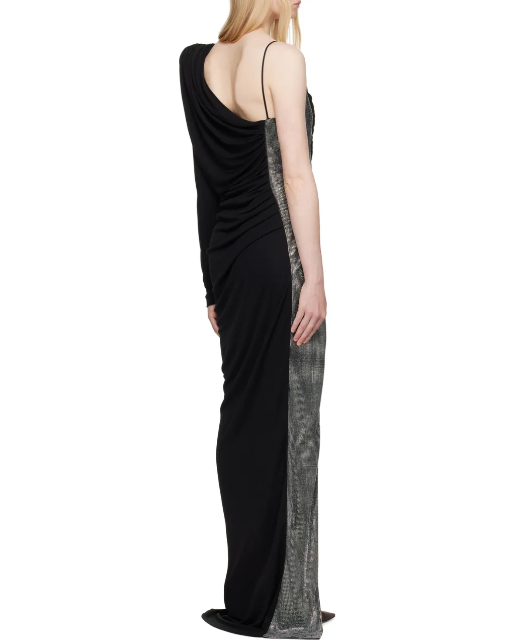 Draped Asymmetrical Two-Material Dress