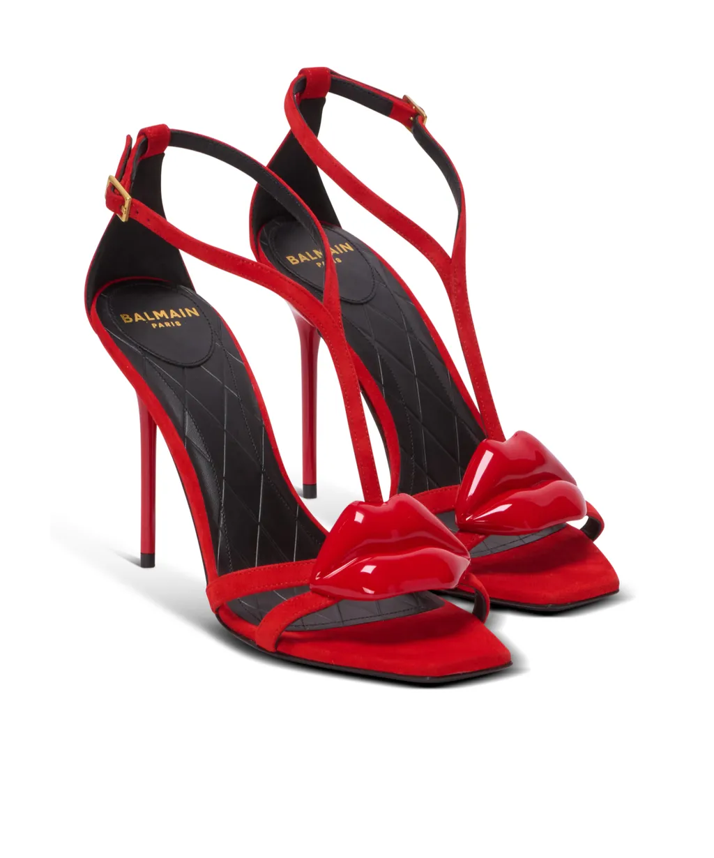 Suede Lips Sandals