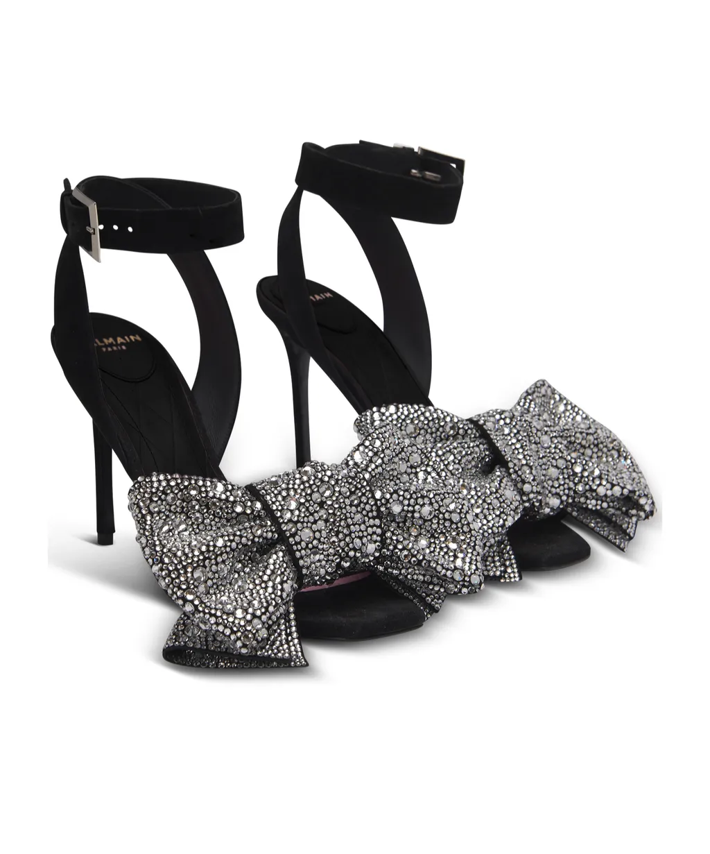 Suede Ruby Heels With Rhinestone Bows