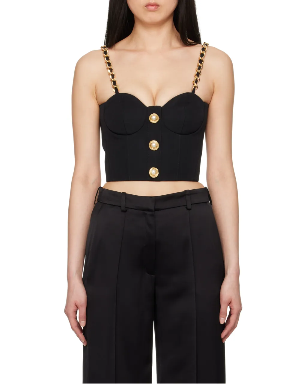 Rear Zipped Embellished Bustier Top
