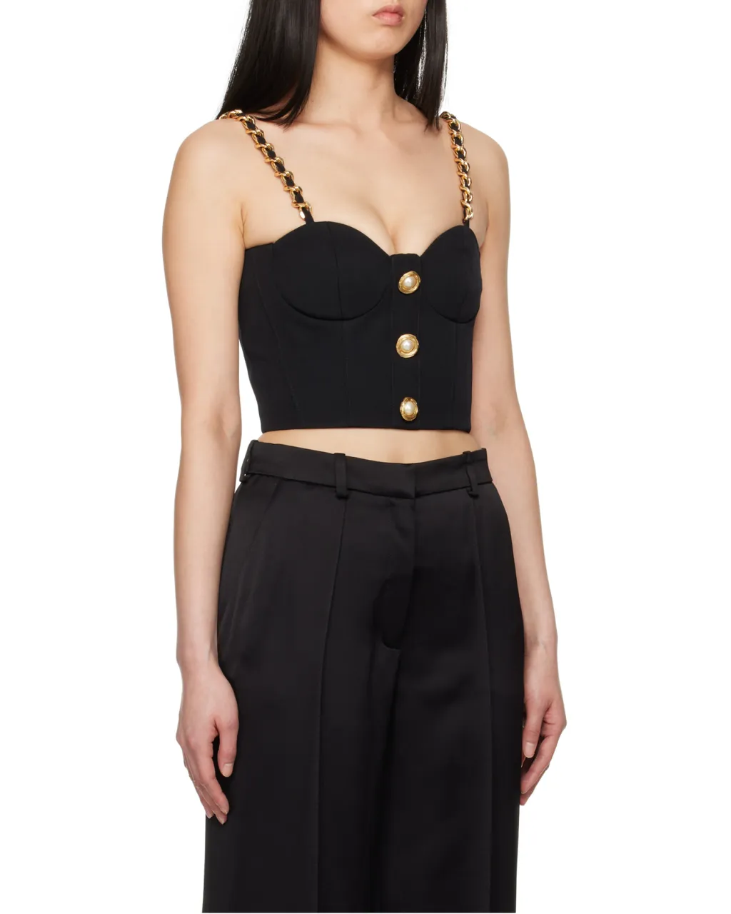 Rear Zipped Embellished Bustier Top