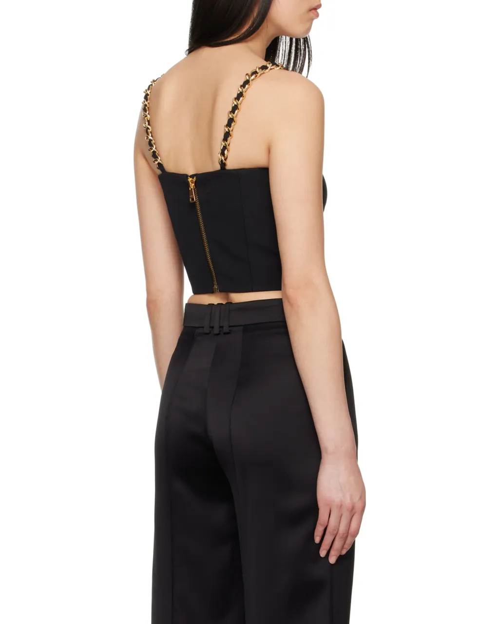 Rear Zipped Embellished Bustier Top