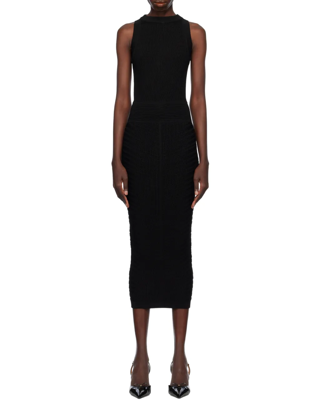 Sleeveless Ribbed Bodycon Midi Dress
